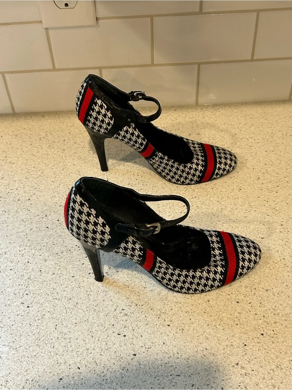 Women's Nine West Heels in Black, White & Red, Size 7M